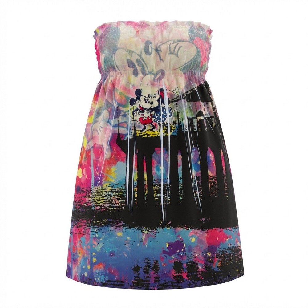 DISNEY Jerry Leigh Smocked Strapless Sun Dress Juniors M (7/9)‎ Multi Resort NWT